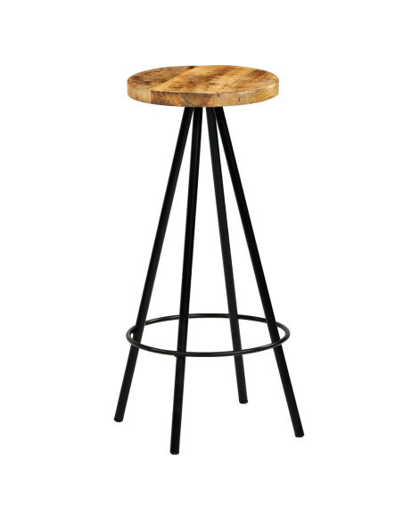 Chaise de bar industrielle en lot de 2 en bois de manguier Brun  {attributes}