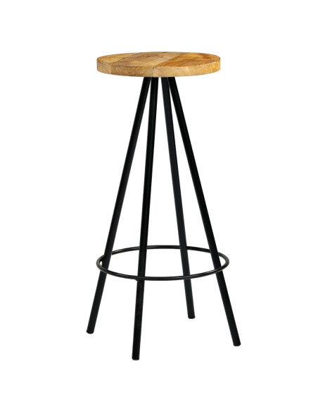 Chaise de bar industrielle en lot de 2 en bois de manguier Brun  {attributes}