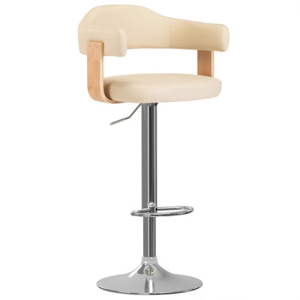 Tabourets de bar Rétro / Vintage en lot de 2 en bois courbé et similicuir Crème  {attributes}