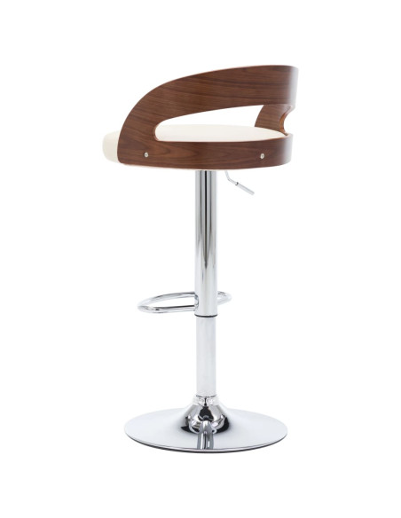 Tabourets de bar Rétro / Vintage en lot de 2 en bois courbé et similicuir Crème  {attributes}