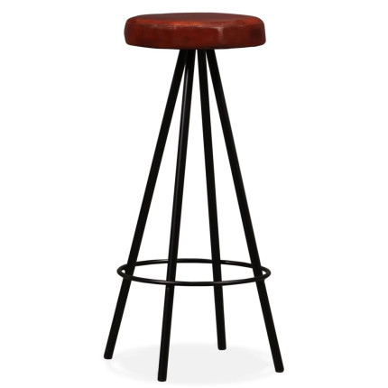 Tabourets de bar en lot de 4 en cuir véritable Brun  {attributes}