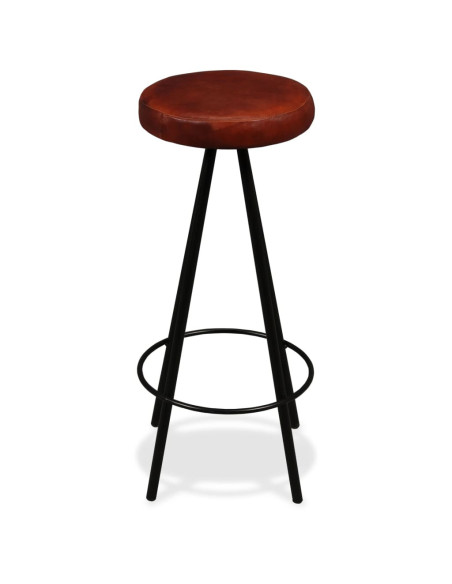 Tabourets de bar en lot de 4 en cuir véritable Brun  {attributes}