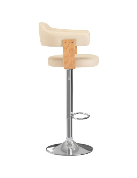 Tabourets de bar Rétro / Vintage en lot de 2 en bois courbé et similicuir Crème  {attributes}