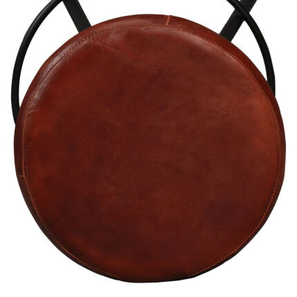 Tabourets de bar en lot de 4 en cuir véritable Brun  {attributes}