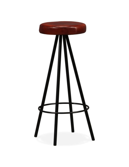 Tabourets de bar en lot de 4 en cuir véritable Brun  {attributes}
