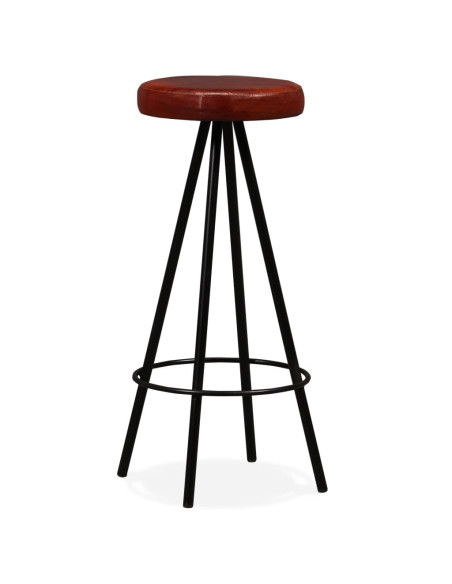 Tabourets de bar en lot de 4 en cuir véritable Brun  {attributes}