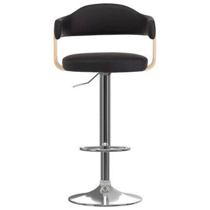 Tabourets de bar Rétro / Vintage en lot de 2 en bois courbé et similicuir Noir  {attributes}