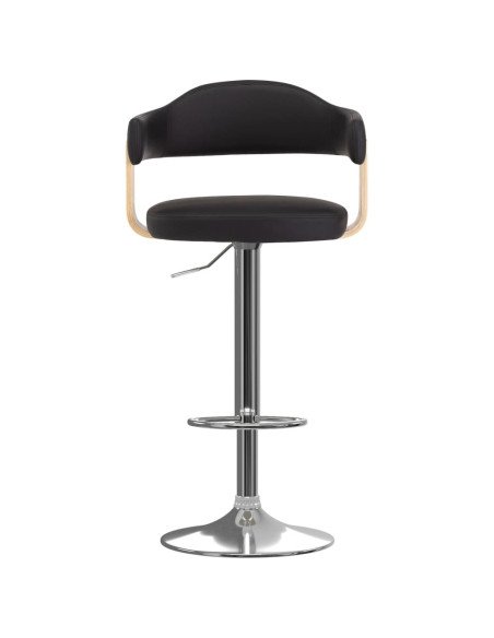 Tabourets de bar Rétro / Vintage en lot de 2 en bois courbé et similicuir Noir  {attributes}