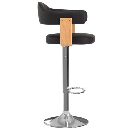Tabourets de bar Rétro / Vintage en lot de 2 en bois courbé et similicuir Noir  {attributes}