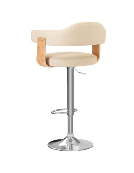 Tabourets de bar Rétro / Vintage en lot de 2 en bois courbé et similicuir Crème  {attributes}