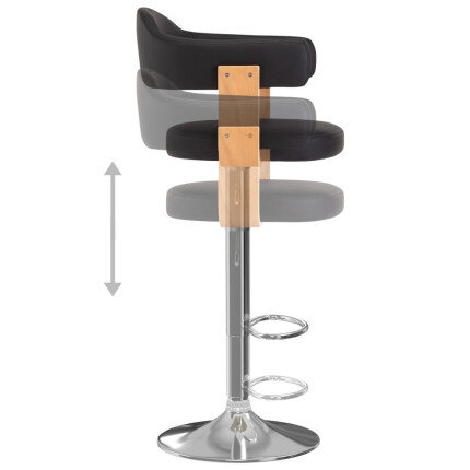 Tabourets de bar Rétro / Vintage en lot de 2 en bois courbé et similicuir Noir  {attributes}