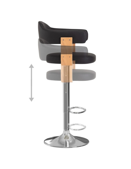 Tabourets de bar Rétro / Vintage en lot de 2 en bois courbé et similicuir Noir  {attributes}