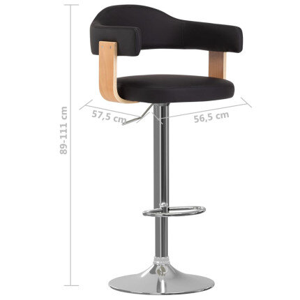 Tabourets de bar Rétro / Vintage en lot de 2 en bois courbé et similicuir Noir  {attributes}