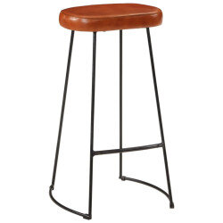 Tabourets de bar  Industriel / Rétro - Vintage en lot de 2 avec cadre en métal et revêtement en cuir Brun 44 x 37.5 x 78 cm {att 2
