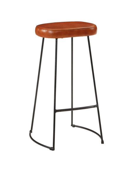Tabourets de bar  Industriel / Rétro - Vintage en lot de 2 avec cadre en métal et revêtement en cuir Brun 44 x 37.5 x 78 cm Tabourets de bar  Industriel / Rétro - Vintage en lot de 2 avec cadre en métal et revêtement en cuir Brun 44 x 37.5 x 78 cm