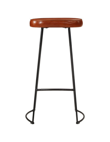 Tabourets de bar  Industriel / Rétro - Vintage en lot de 2 avec cadre en métal et revêtement en cuir Brun 44 x 37.5 x 78 cm {att Tabourets de bar  Industriel / Rétro - Vintage en lot de 2 avec cadre en métal et revêtement en cuir Brun 44 x 37.5 x 78 cm {att