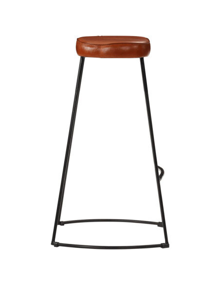 Tabourets de bar  Industriel / Rétro - Vintage en lot de 2 avec cadre en métal et revêtement en cuir Brun 44 x 37.5 x 78 cm Tabourets de bar  Industriel / Rétro - Vintage en lot de 2 avec cadre en métal et revêtement en cuir Brun 44 x 37.5 x 78 cm