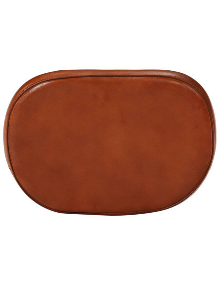 Tabourets de bar  Industriel / Rétro - Vintage en lot de 2 avec cadre en métal et revêtement en cuir Brun 44 x 37.5 x 78 cm {att Tabourets de bar  Industriel / Rétro - Vintage en lot de 2 avec cadre en métal et revêtement en cuir Brun 44 x 37.5 x 78 cm {att