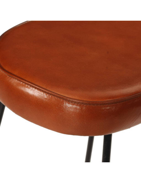 Tabourets de bar  Industriel / Rétro - Vintage en lot de 2 avec cadre en métal et revêtement en cuir Brun 44 x 37.5 x 78 cm {att Tabourets de bar  Industriel / Rétro - Vintage en lot de 2 avec cadre en métal et revêtement en cuir Brun 44 x 37.5 x 78 cm {att