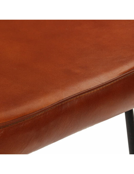 Tabourets de bar  Industriel / Rétro - Vintage en lot de 2 avec cadre en métal et revêtement en cuir Brun 44 x 37.5 x 78 cm {att Tabourets de bar  Industriel / Rétro - Vintage en lot de 2 avec cadre en métal et revêtement en cuir Brun 44 x 37.5 x 78 cm {att