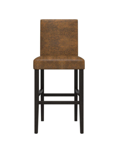 Chaise de bar campagne / chic en lot de 2 en bois massif d'hévéa et tissu Brun  {attributes}