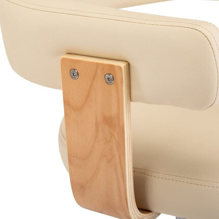 Tabourets de bar Rétro / Vintage en lot de 2 en bois courbé et similicuir Crème  {attributes}