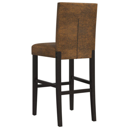 Chaise de bar campagne / chic en lot de 2 en bois massif d'hévéa et tissu Brun  {attributes}