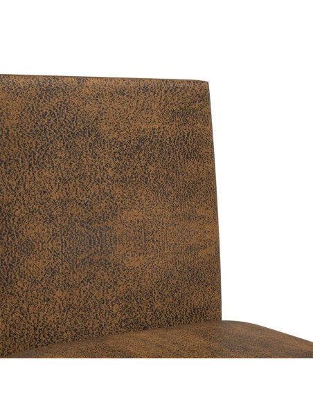 Chaise de bar campagne / chic en lot de 2 en bois massif d'hévéa et tissu Brun  {attributes}