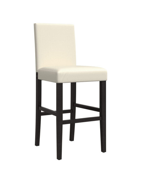 Chaise de bar campagne / chic en lot de 2 en bois massif d'hévéa et similicuir Crème  {attributes}