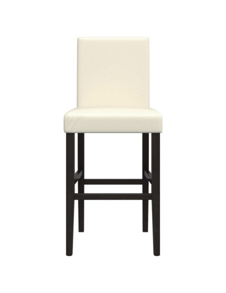 Chaise de bar campagne / chic en lot de 2 en bois massif d'hévéa et similicuir Crème  {attributes}