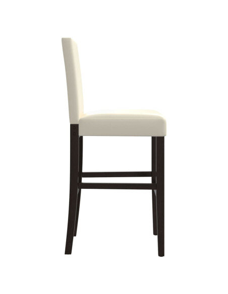 Chaise de bar campagne / chic en lot de 2 en bois massif d'hévéa et similicuir Crème  {attributes}
