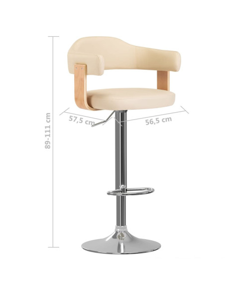 Tabourets de bar Rétro / Vintage en lot de 2 en bois courbé et similicuir Crème  {attributes}