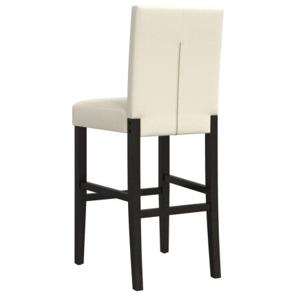 Chaise de bar campagne / chic en lot de 2 en bois massif d'hévéa et similicuir Crème  {attributes}