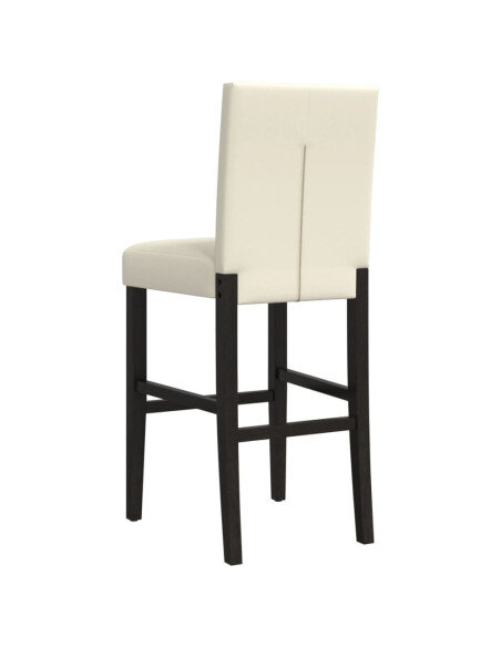 Chaise de bar campagne / chic en lot de 2 en bois massif d'hévéa et similicuir Crème  {attributes}