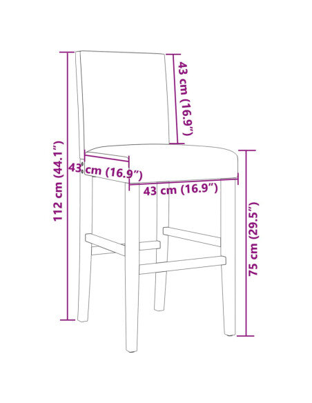 Chaise de bar campagne / chic en lot de 2 en bois massif d'hévéa et similicuir Crème  {attributes}