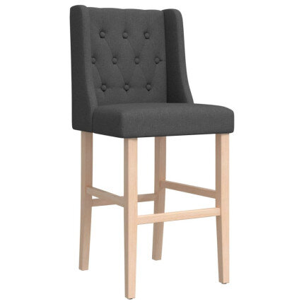 Chaise de bar campagne / chic en lot de 2 en bois massif d'hévéa et tissu Gris  {attributes}