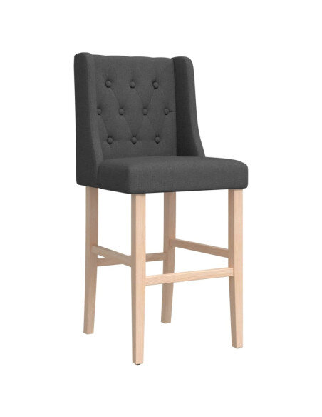 Chaise de bar campagne / chic en lot de 2 en bois massif d'hévéa et tissu Gris  {attributes}