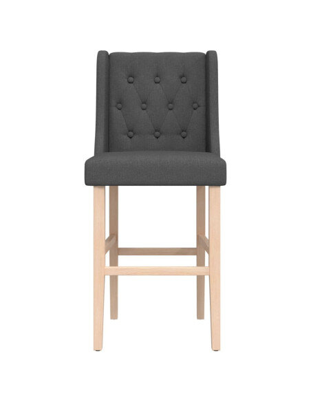 Chaise de bar campagne / chic en lot de 2 en bois massif d'hévéa et tissu Gris  {attributes}