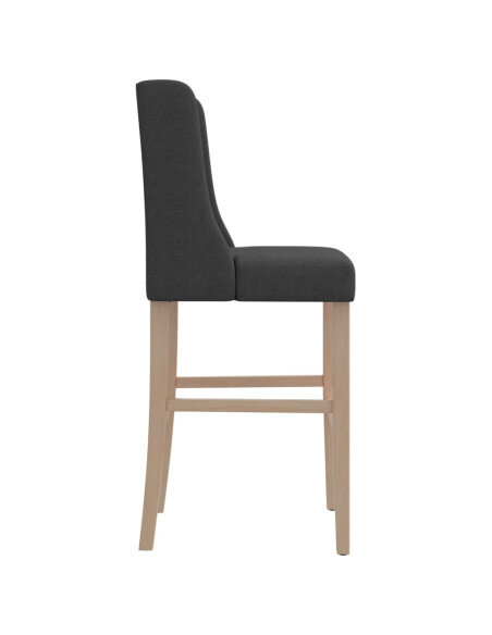 Chaise de bar campagne / chic en lot de 2 en bois massif d'hévéa et tissu Gris  {attributes}