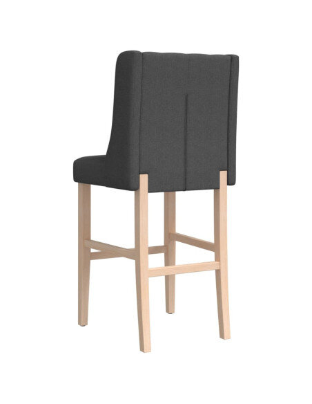 Chaise de bar campagne / chic en lot de 2 en bois massif d'hévéa et tissu Gris  {attributes}