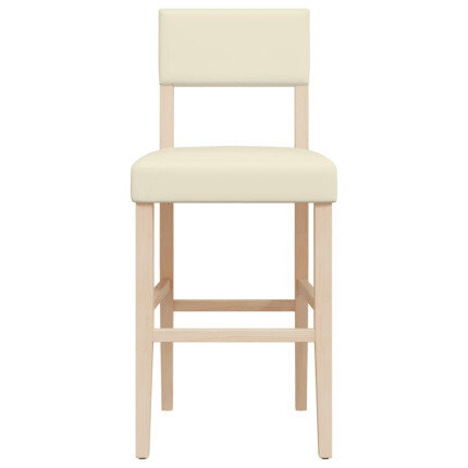Chaise de bar campagne / chic en lot de 2 en bois massif d'hévéa et similicuir Crème  {attributes}
