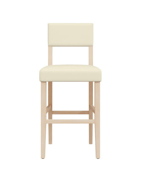 Chaise de bar campagne / chic en lot de 2 en bois massif d'hévéa et similicuir Crème  {attributes}