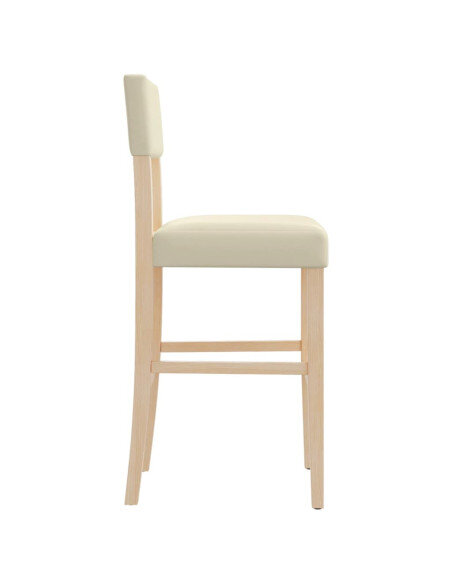 Chaise de bar campagne / chic en lot de 2 en bois massif d'hévéa et similicuir Crème  {attributes}