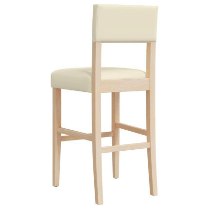 Chaise de bar campagne / chic en lot de 2 en bois massif d'hévéa et similicuir Crème  {attributes}