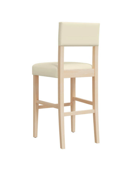 Chaise de bar campagne / chic en lot de 2 en bois massif d'hévéa et similicuir Crème  {attributes}