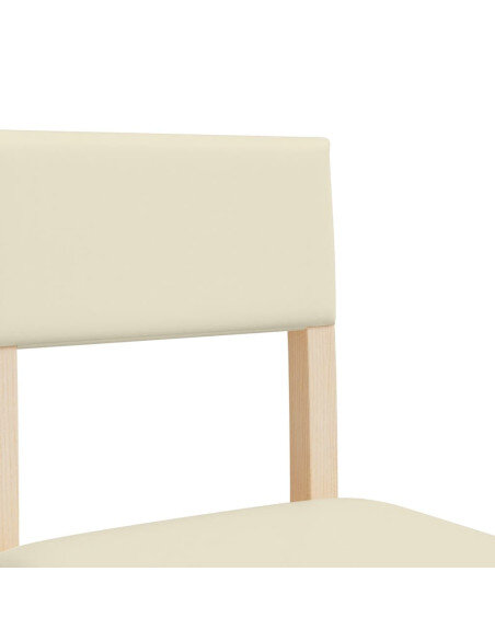 Chaise de bar campagne / chic en lot de 2 en bois massif d'hévéa et similicuir Crème  {attributes}