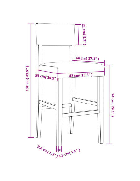 Chaise de bar campagne / chic en lot de 2 en bois massif d'hévéa et similicuir Crème  {attributes}