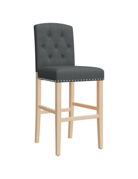 Chaise de bar campagne / chic en lot de 2 en bois massif d'hévéa et tissu Gris  {attributes}