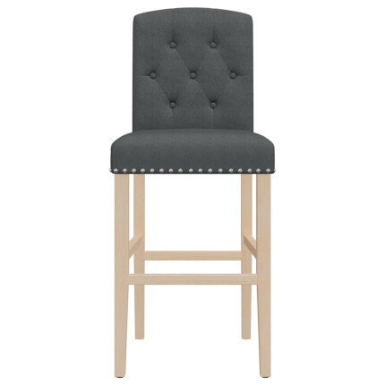 Chaise de bar campagne / chic en lot de 2 en bois massif d'hévéa et tissu Gris  {attributes}