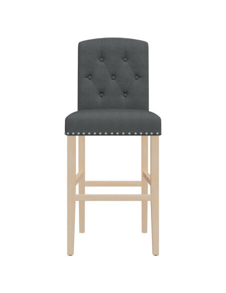 Chaise de bar campagne / chic en lot de 2 en bois massif d'hévéa et tissu Gris  {attributes}